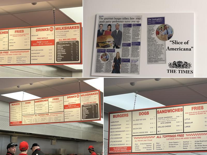 Five Guys Manchester Piccadilly Gardens Menu