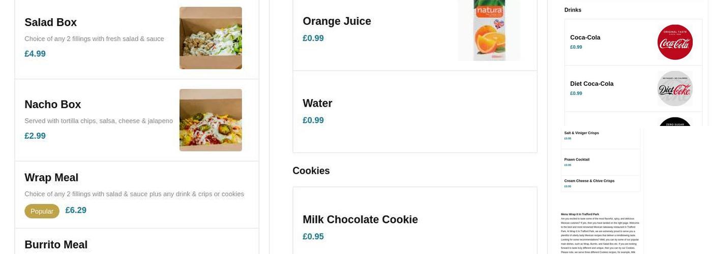 Wrap It In Trafford Park Menu