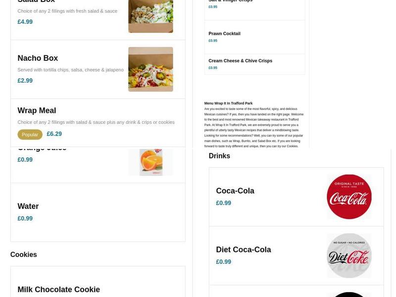 Wrap It In Trafford Park Menu