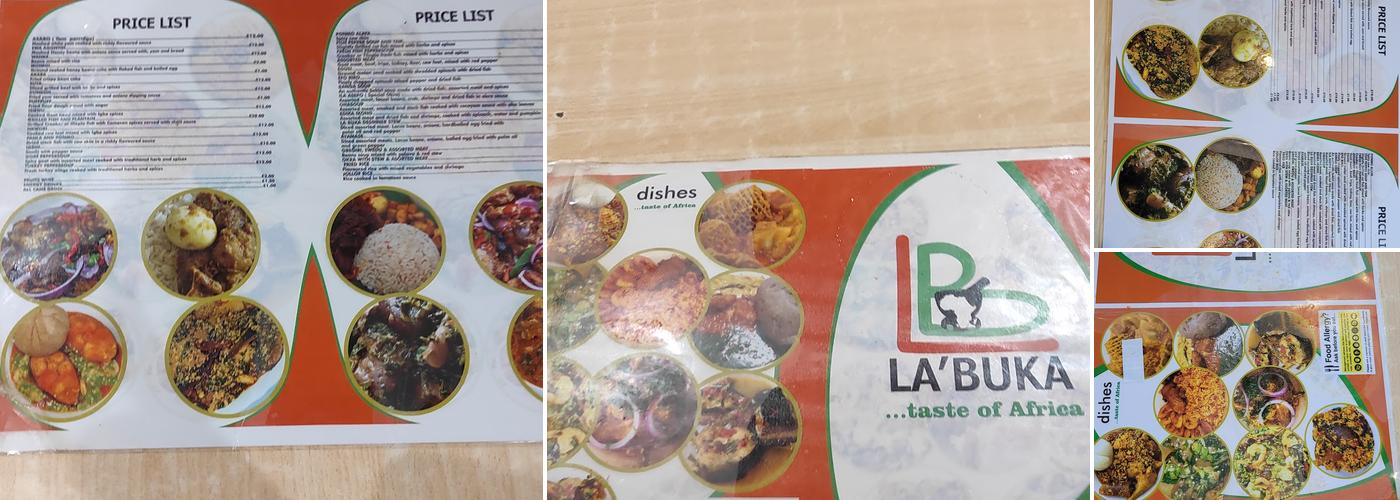 La Buka African Restaurant Menu