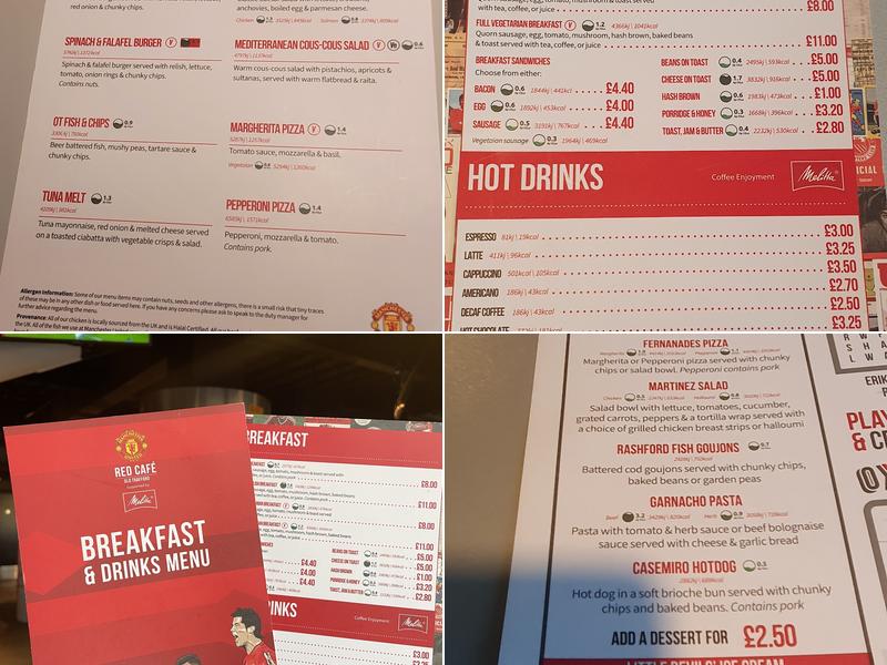 Red Café at Old Trafford Menu