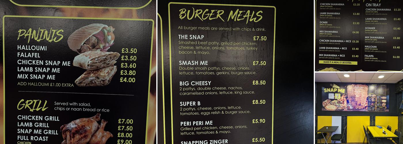 Snap Me Takeaway Menu