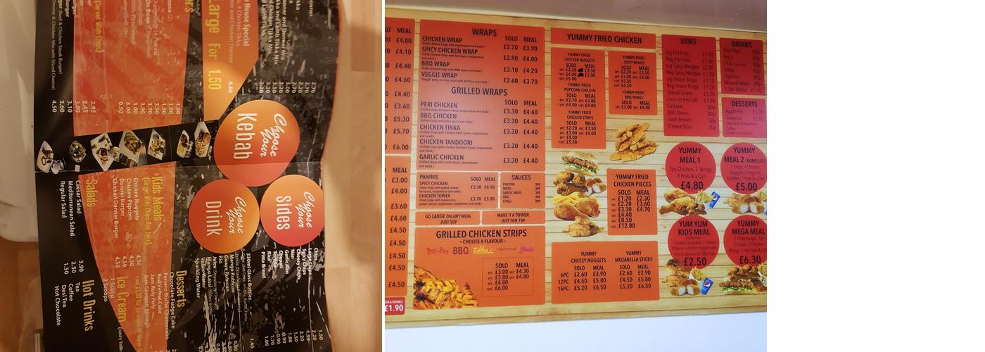Yummy Fried Chicken Menu