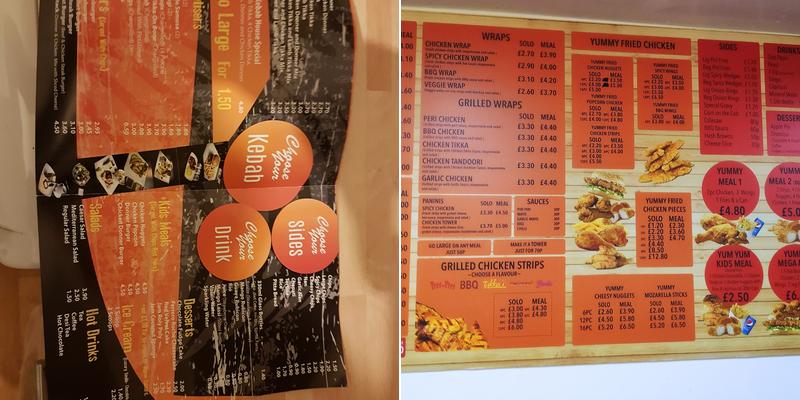 Yummy Fried Chicken Menu