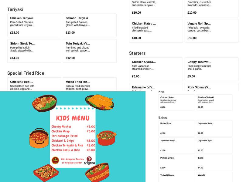 Arigato Japanese Restaurant Menu