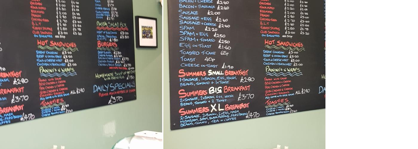 Summers Sandwich Bar Menu