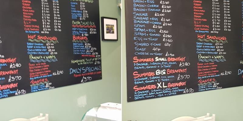 Summers Sandwich Bar Menu