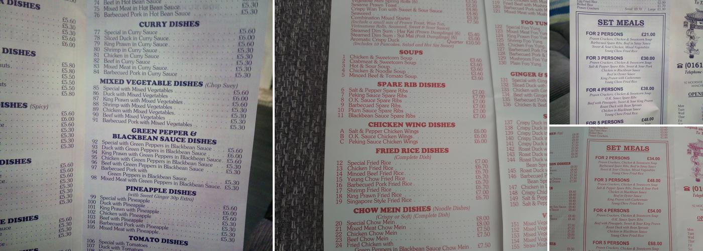 Wing Sing Menu