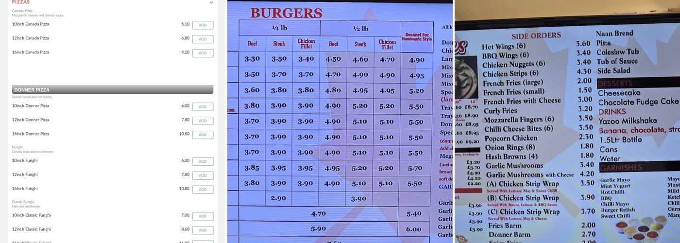 Canadian Charcoal Grill Menu