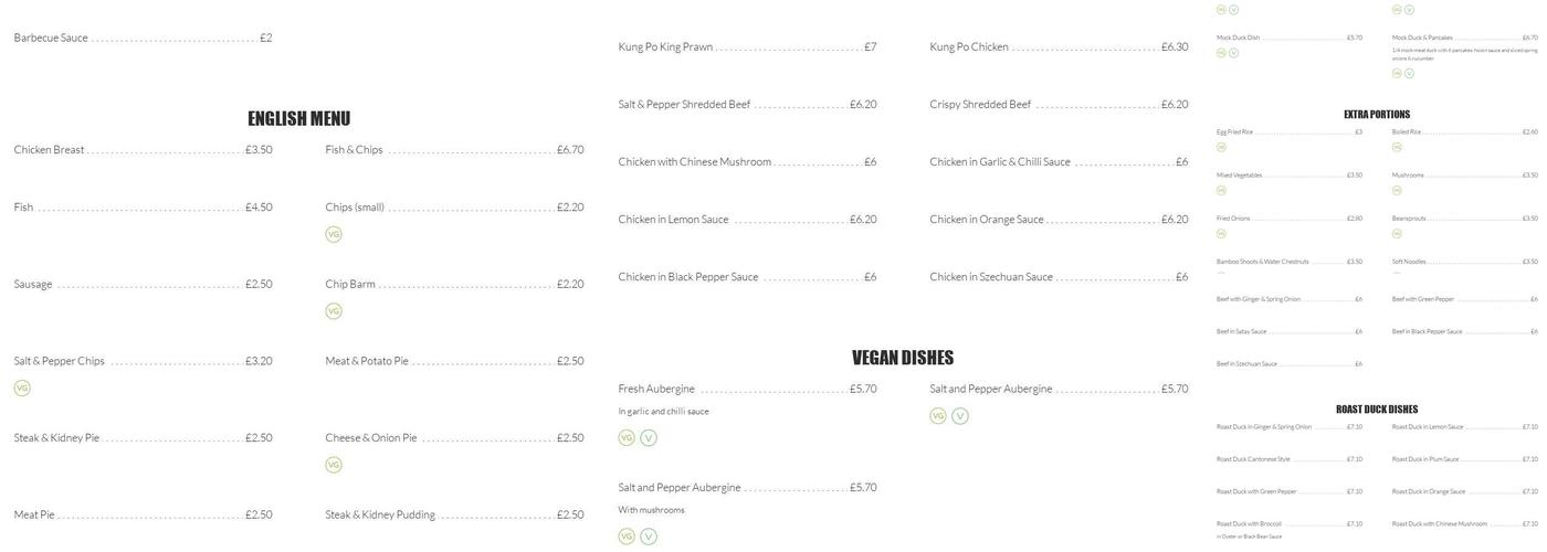 Ming's Whitefield Menu