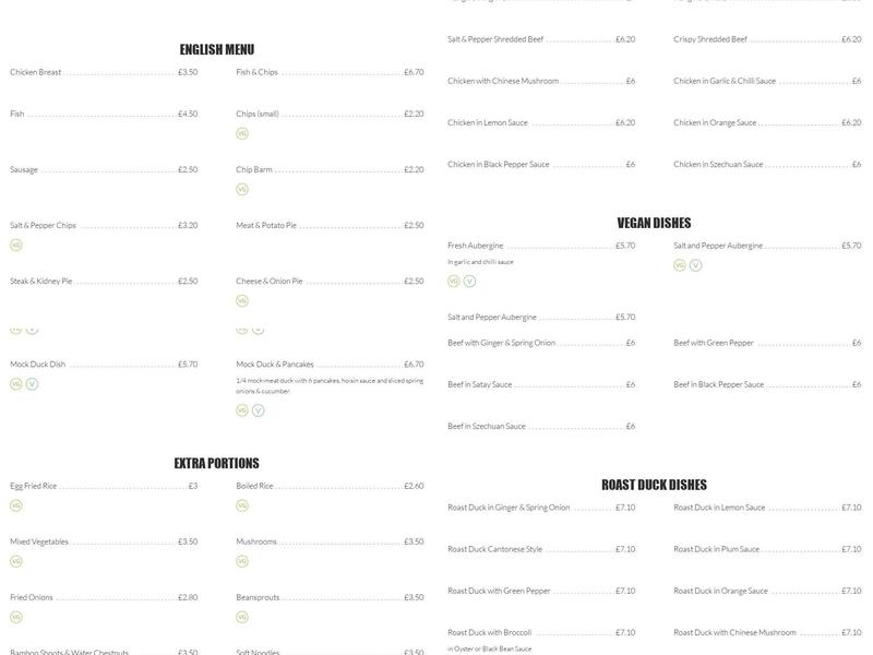 Ming's Whitefield Menu