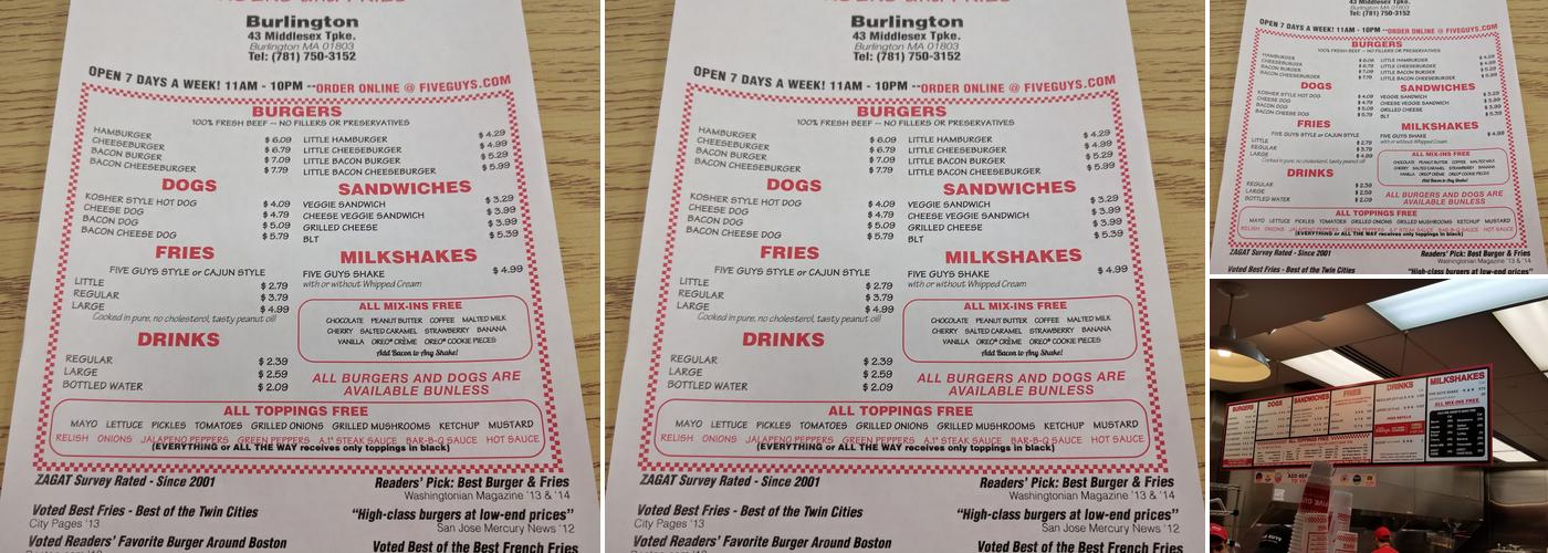 Five Guys Menu