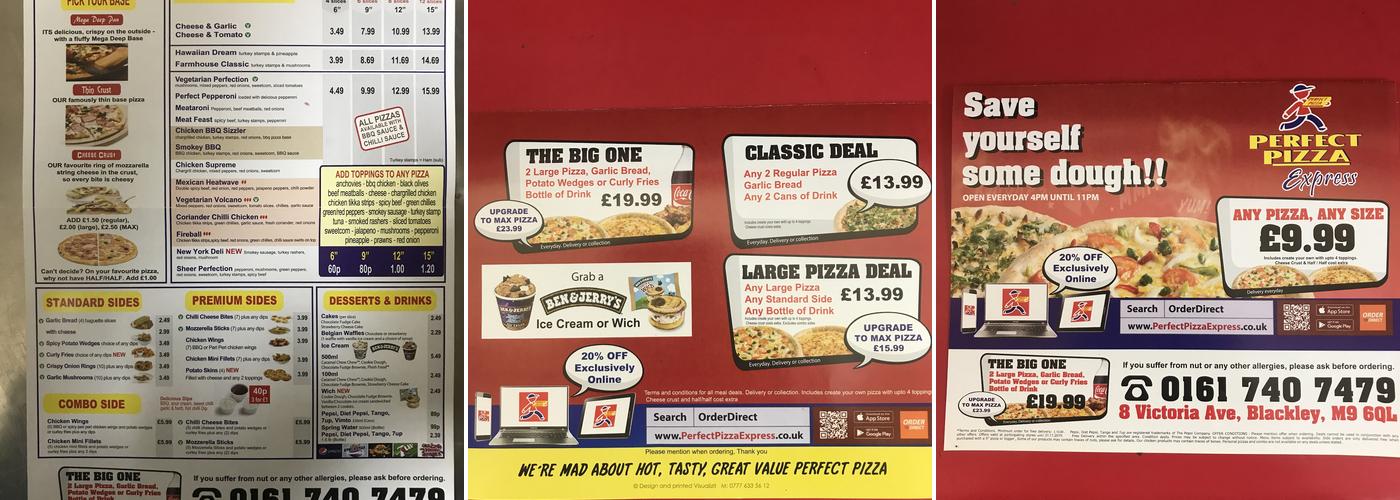 Perfect Pizza Express Blackley Menu