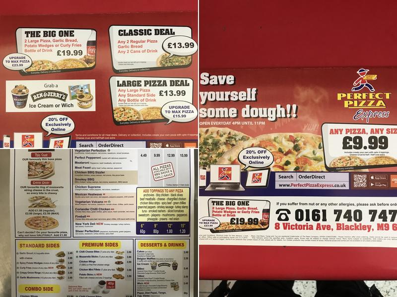 Perfect Pizza Express Blackley Menu