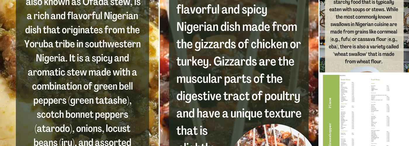 The Grasshopper place Menu