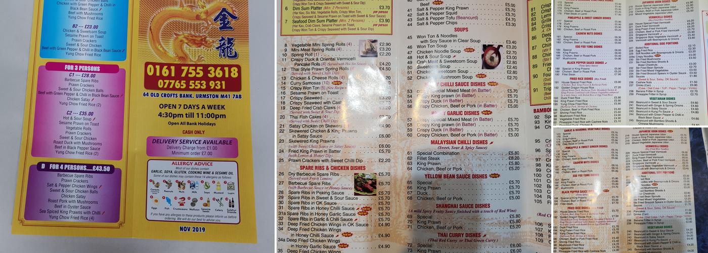 Golden Dragon Menu