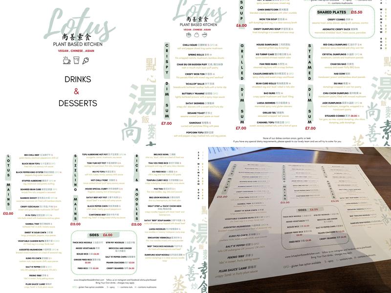 Lotus Plant Based Kitchen Menu