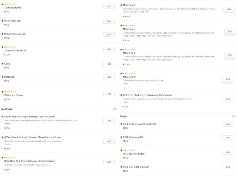 Goodfather Pizza Menu