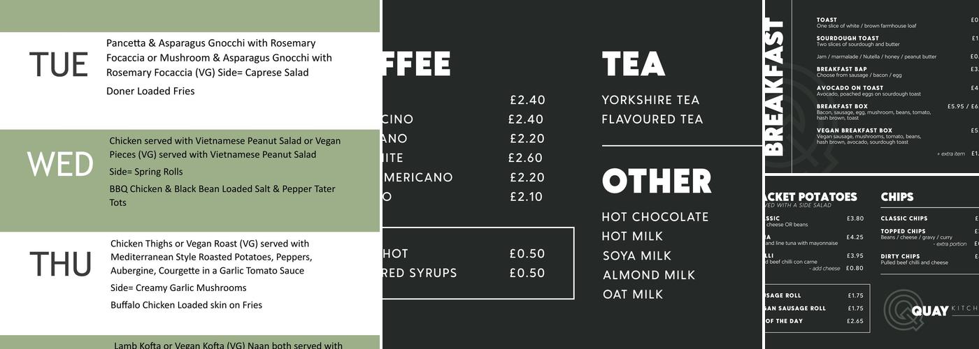 Cafe on the Quay Menu