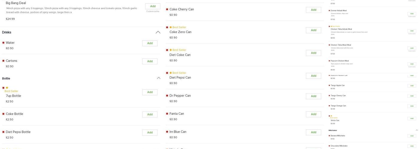 Peter Pan's Pizzas Menu