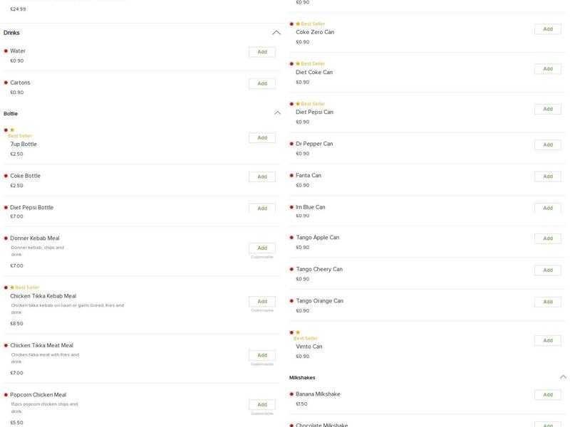 Peter Pan's Pizzas Menu