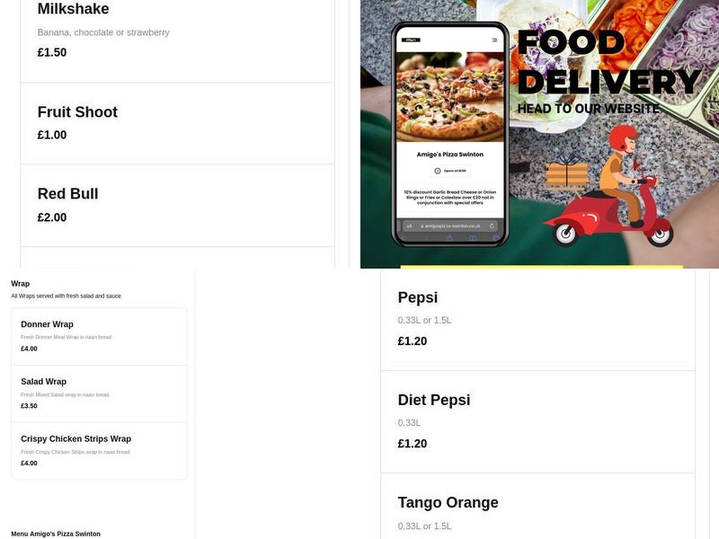 Amigo's Pizza Swinton Menu