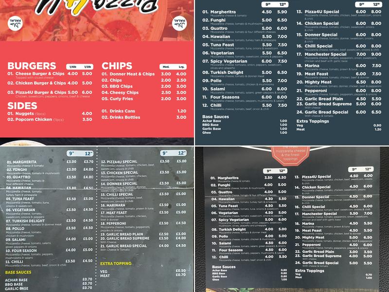 Pizza 4 U Menu