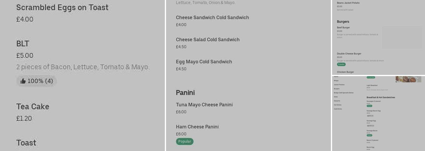 The Bridge Cafe Menu