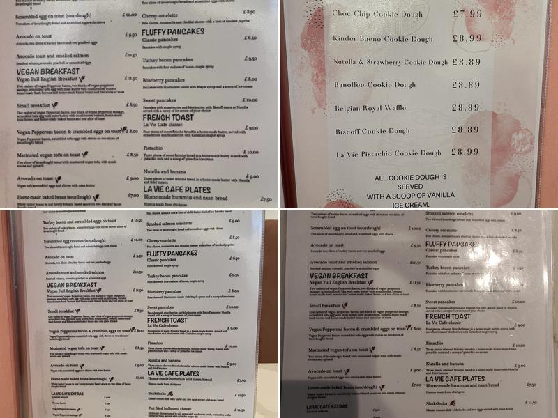 La Vie Cafe Menu