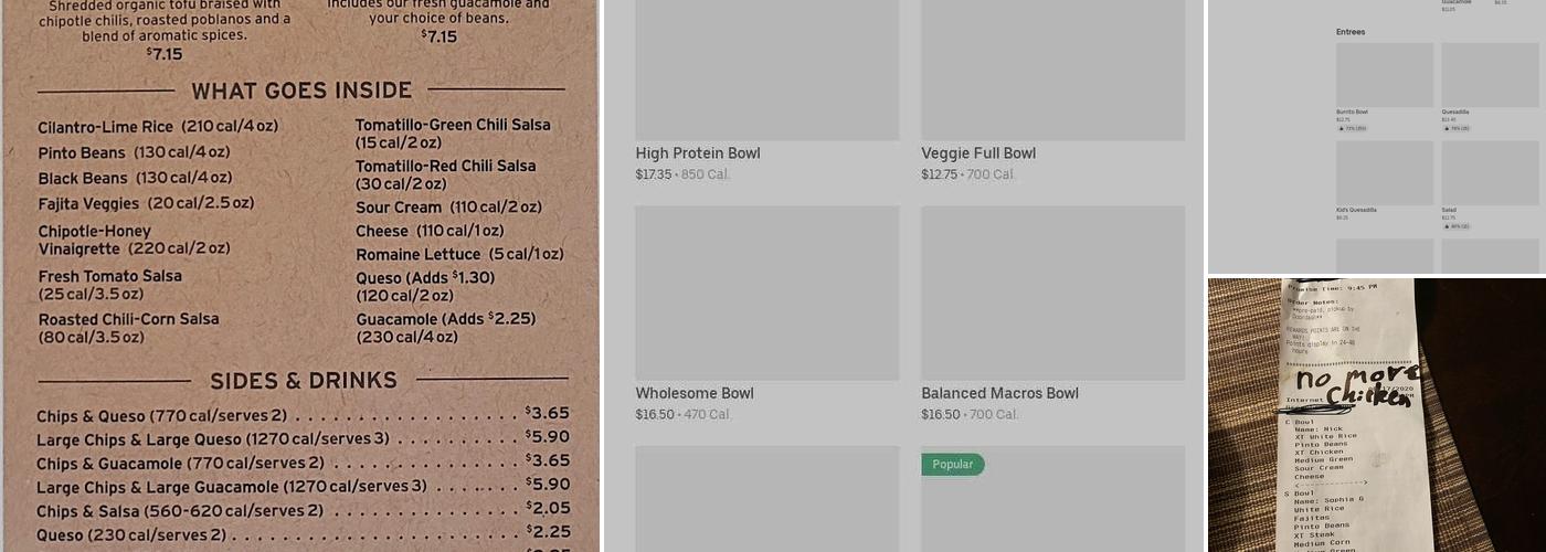 Chipotle Mexican Grill Menu