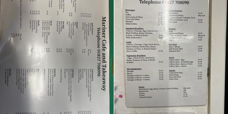 Mariner Cafe & Take Away Menu