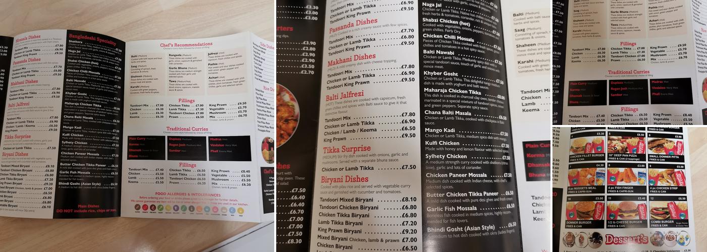 Spice World Menu