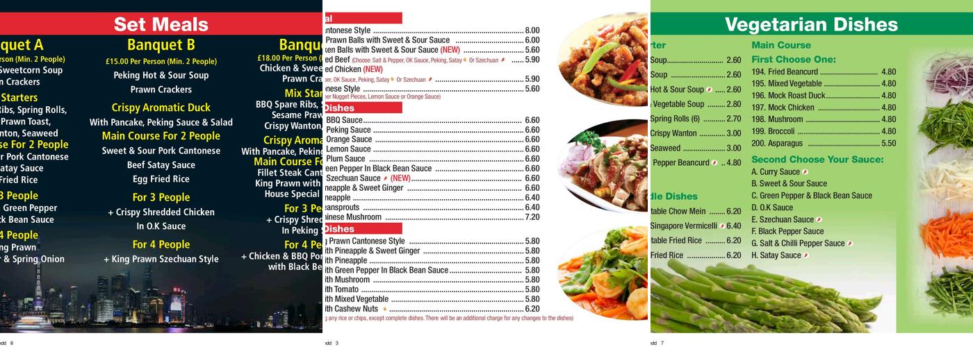 The Chu's Chinese Takeaway Menu