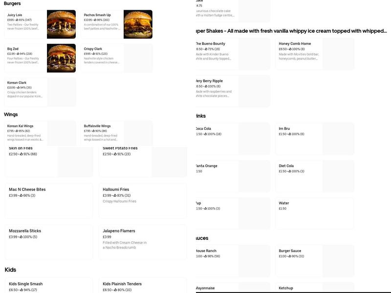 Aady's burger and desserts Menu