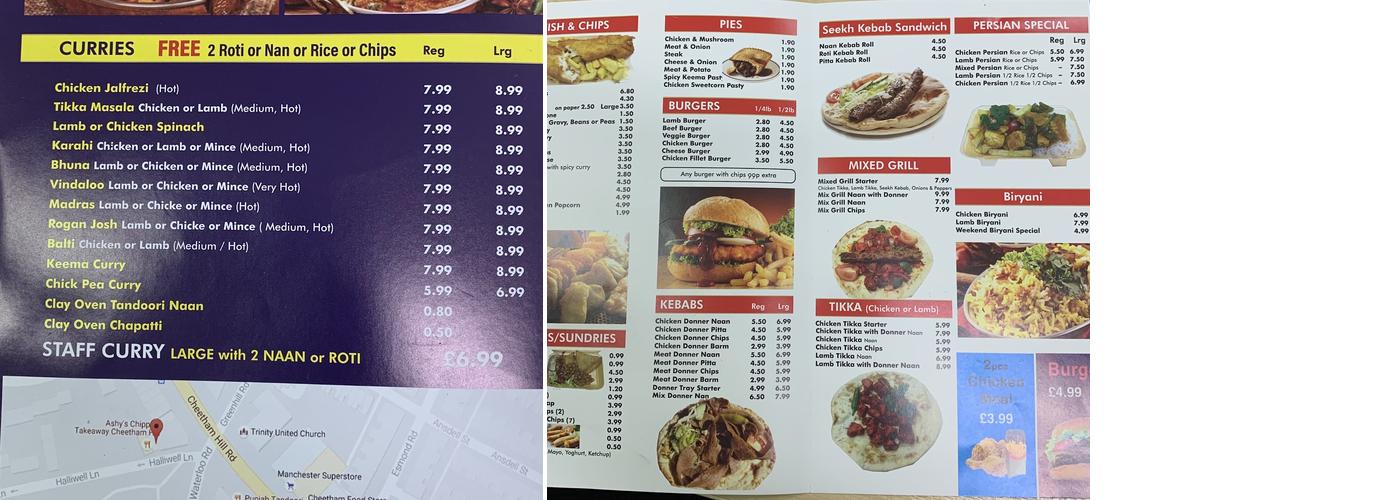 Ashy's Chippy & Takeaway Cheetham Hill Menu