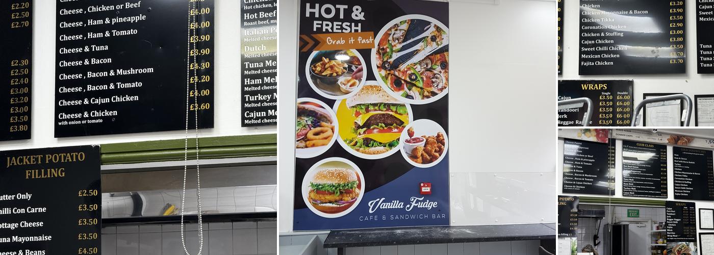 Vanilla Fudge Sandwich Shop Menu