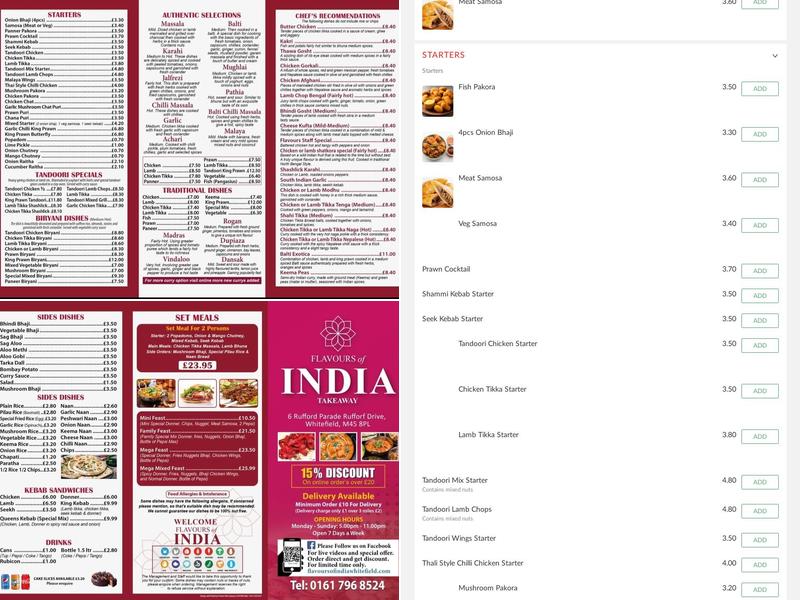 Flavours of India Menu