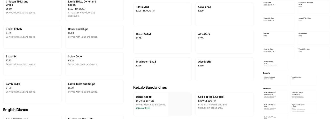 The Spice Of India Menu