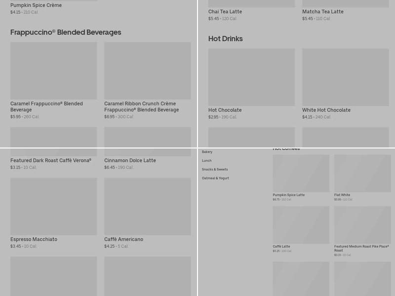Starbucks Coffee Company Menu