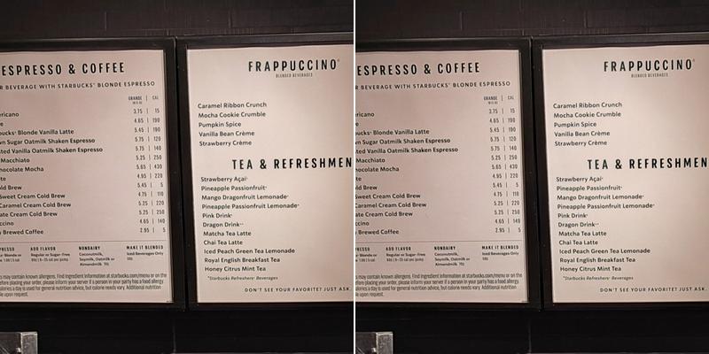 Starbucks Menu