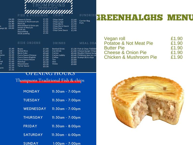 Thompsons Broadway Fish & Chips Menu