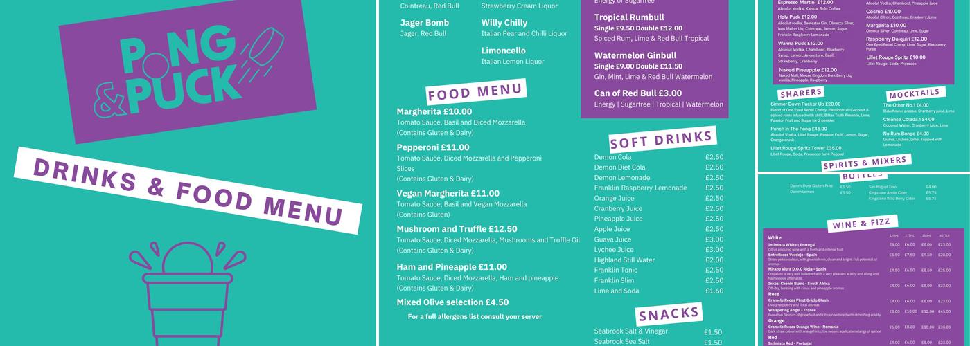 Pong & Puck Menu