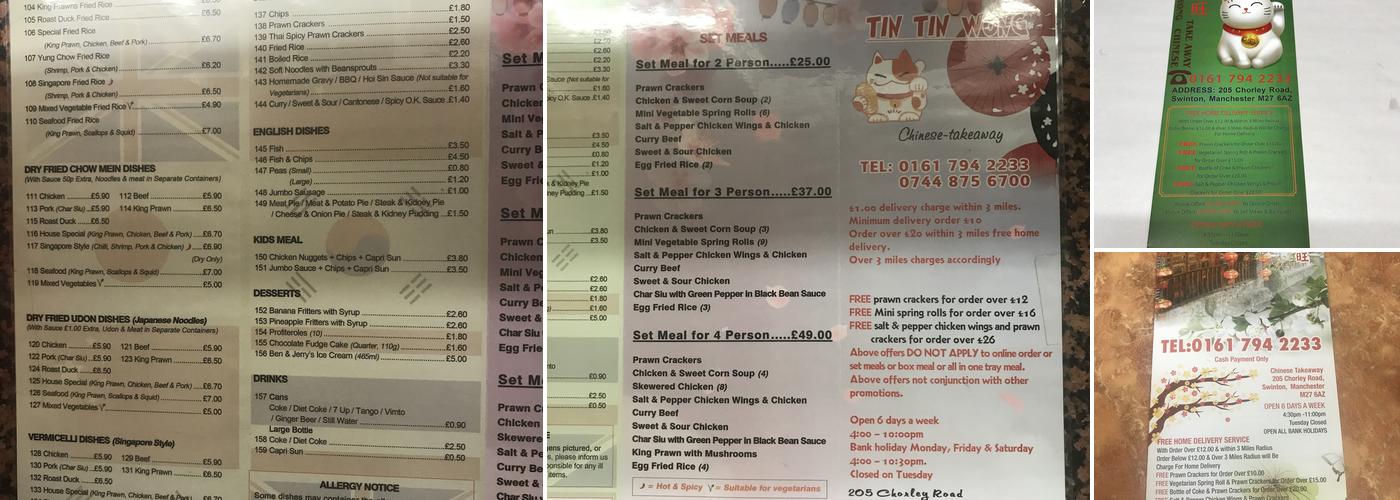Tin Tin Wong Menu