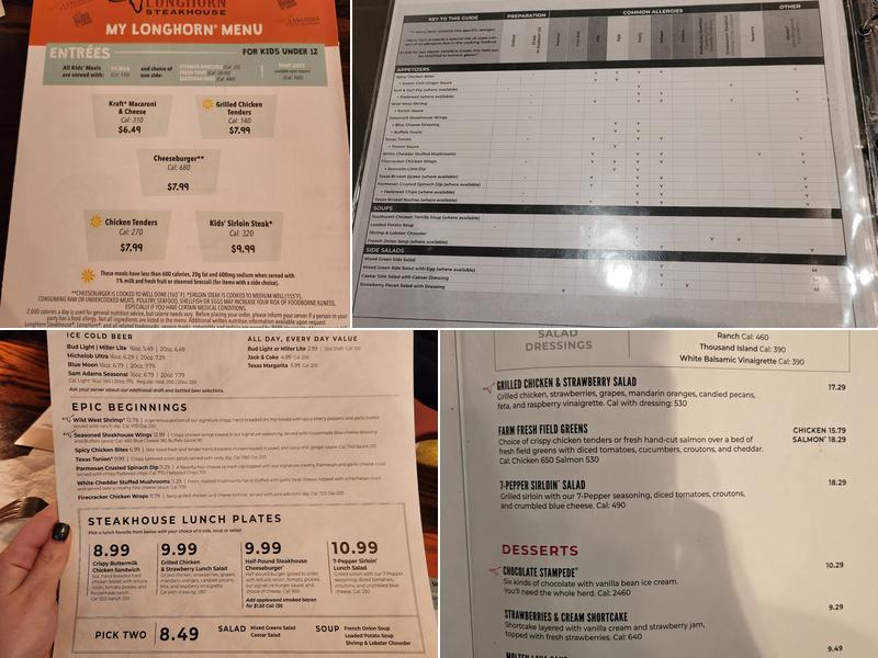 LongHorn Steakhouse Menu