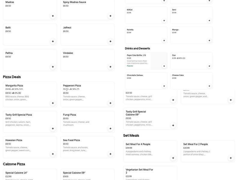 Tasty Grill and Takeaway Menu