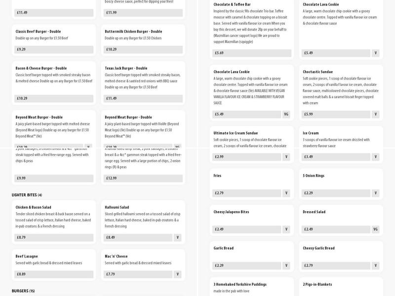 Barlow Croft Wacky Warehouse Menu