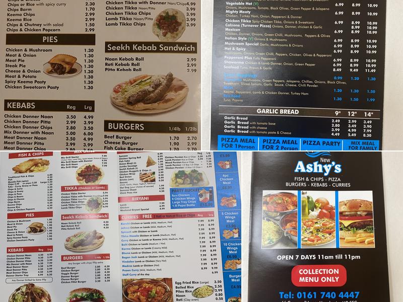 Ashy's Chippy & Takeaway Menu