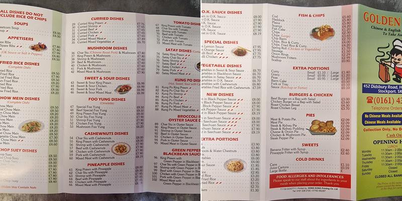 Golden Gate Heaton Mersey Menu