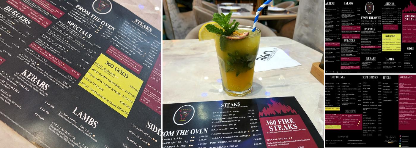 Grand 360 Turkish Steakhouse Menu