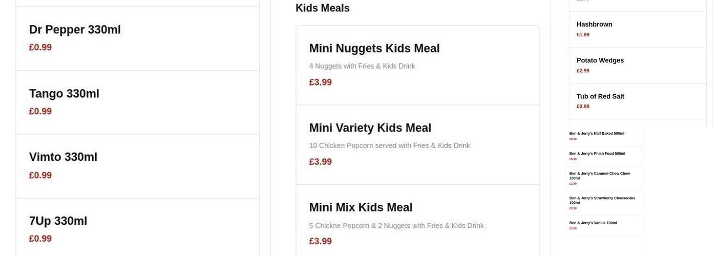 Krunchy's Chicken Menu